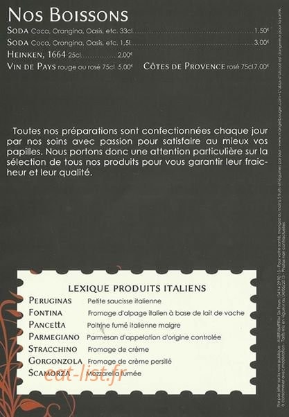 Janas Pizza — carte page 3
