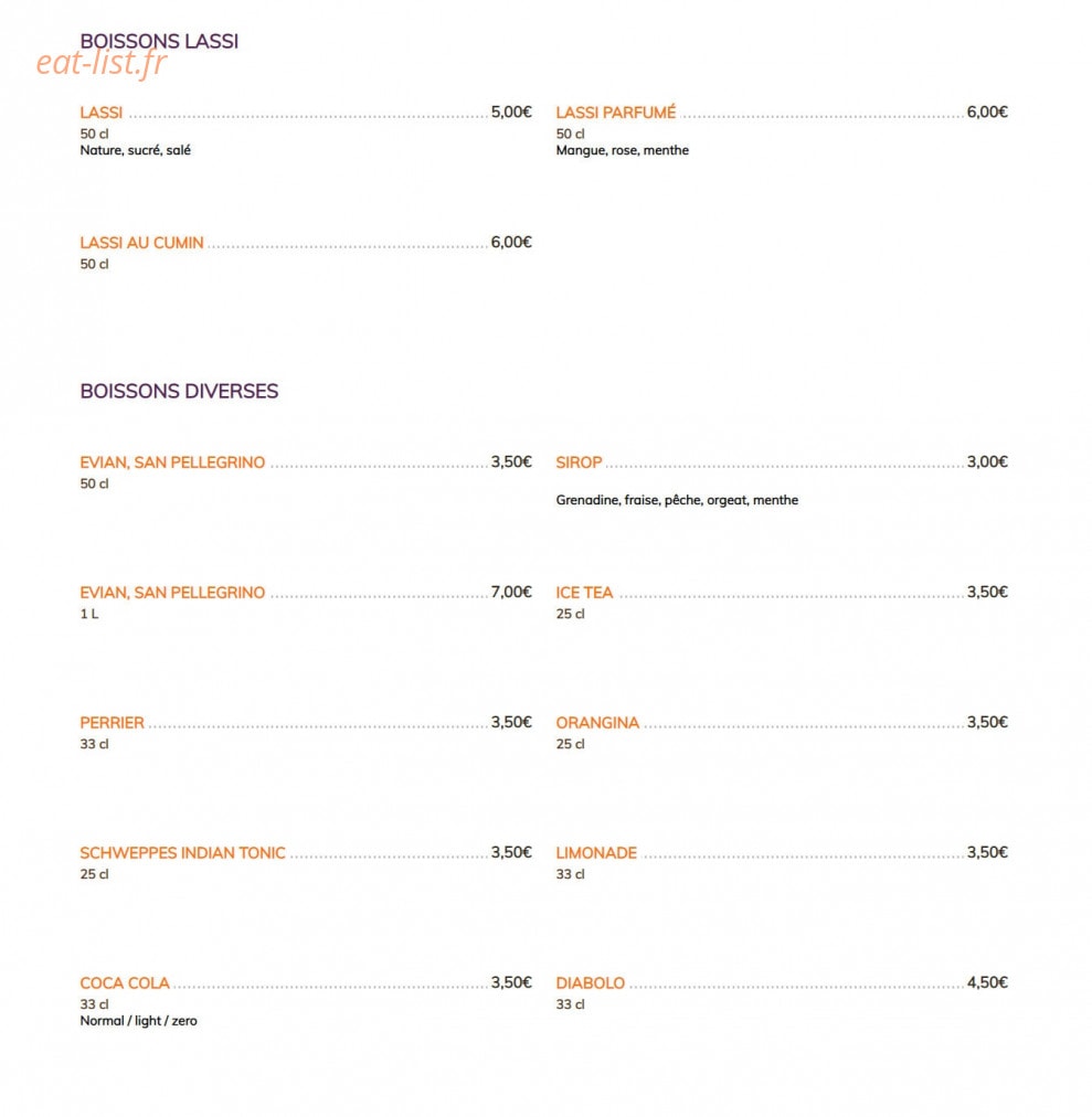 Kashmir lounge — carte page 8
