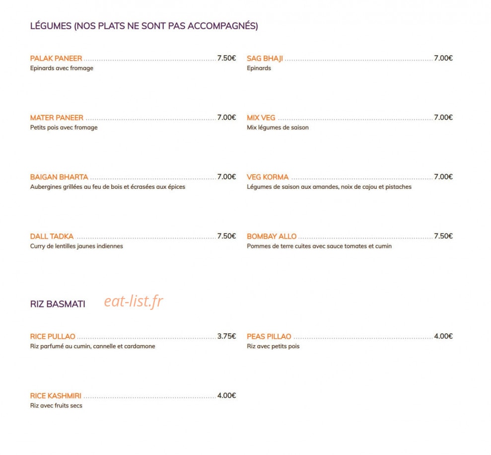 Kashmir lounge — carte page 2