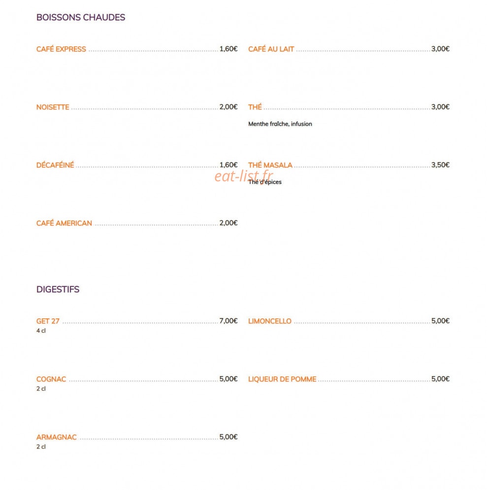 Kashmir lounge — carte page 9