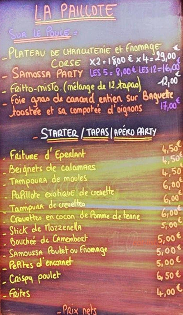 La Paillote — carte page 1