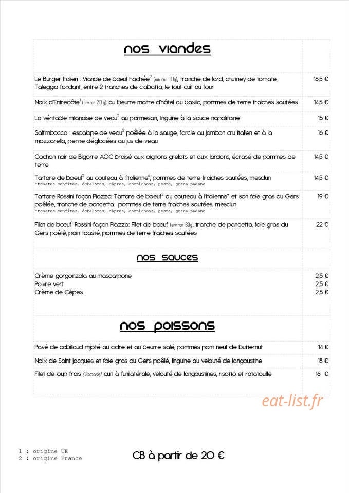 La Piazza — carte page 2