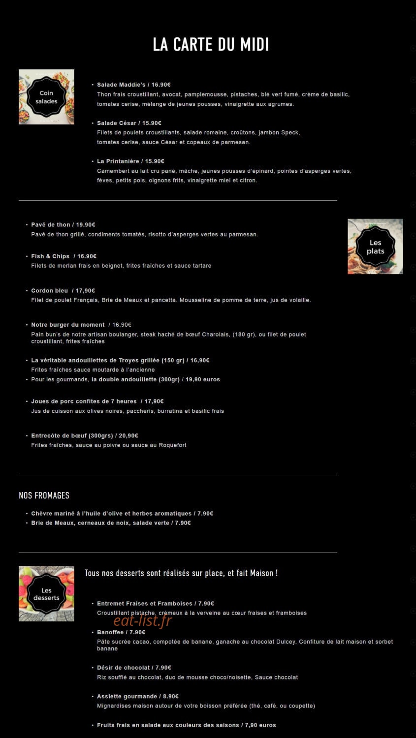 Le Maddie's — carte page 1