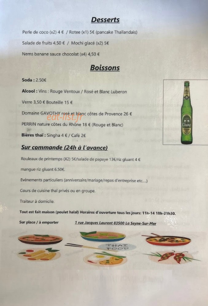 Le Thaï sur Mer — carte page 2