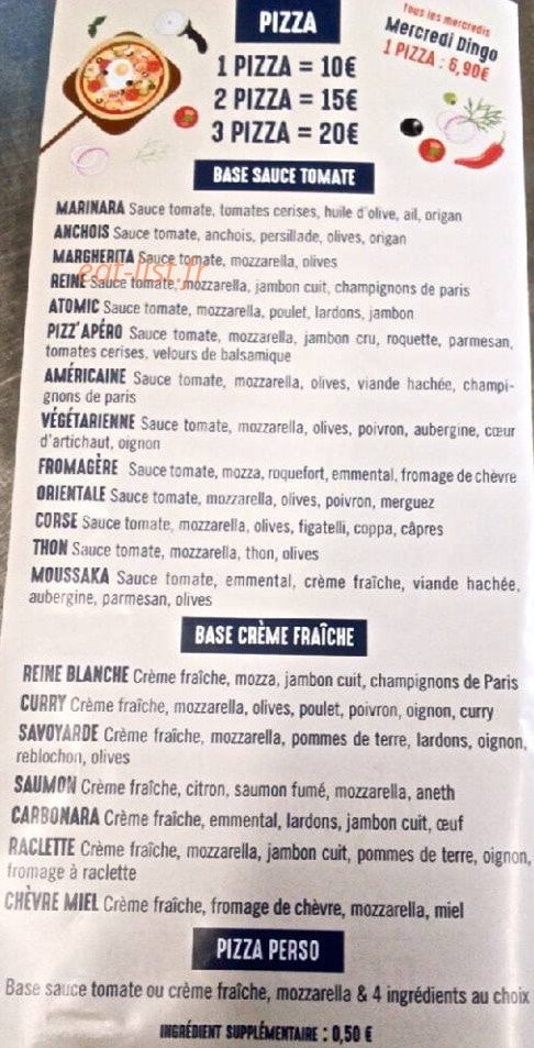 Pizz'Apéro — carte page 1