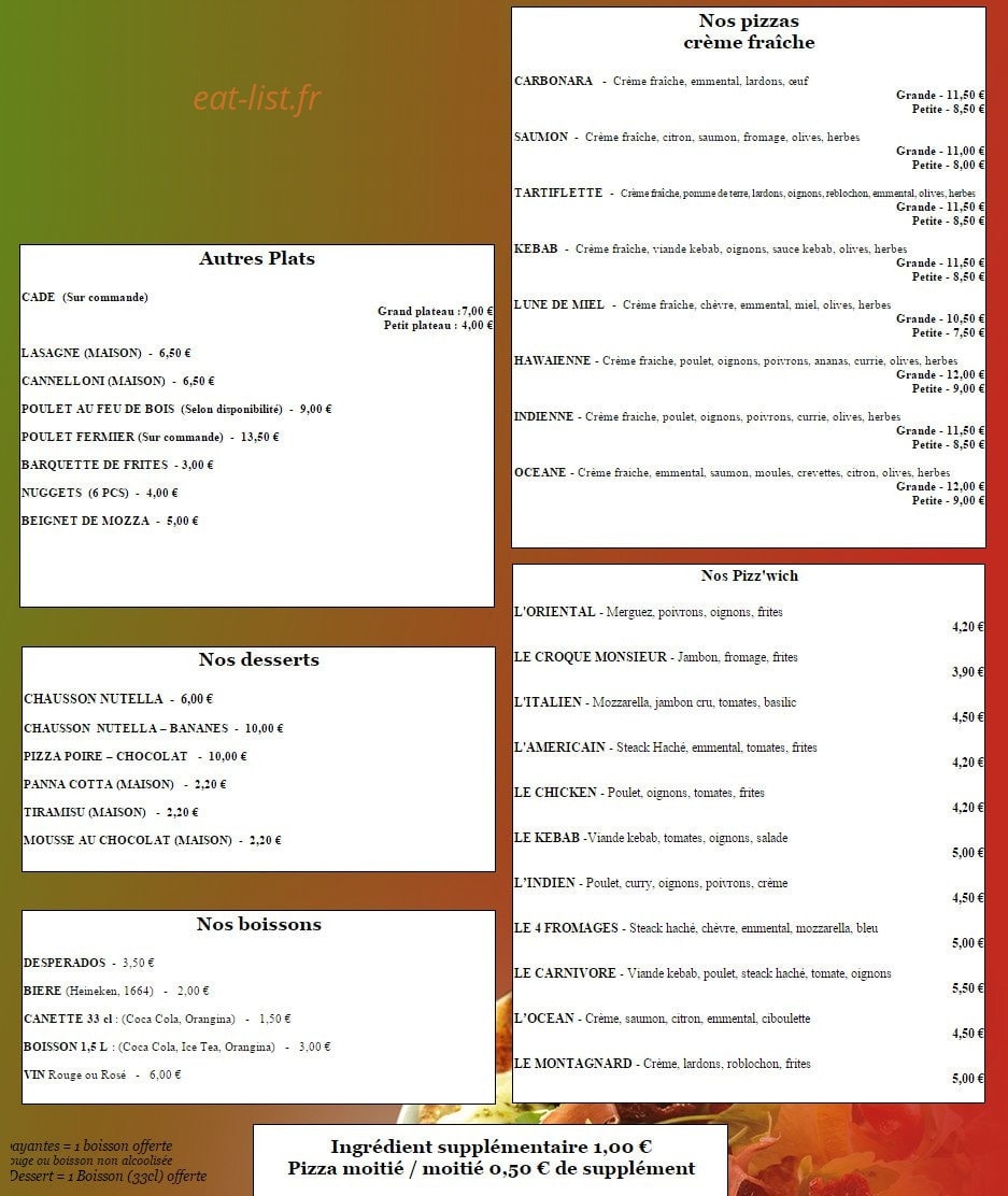 Pizza Bella — carte page 2