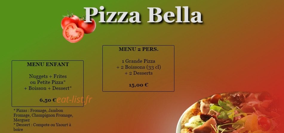 Pizza Bella — carte page 3