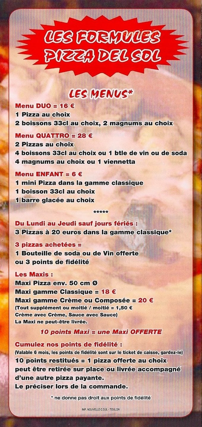 Pizza Del Sol — carte page 5