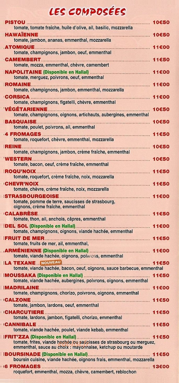 Pizza Del Sol — carte page 2