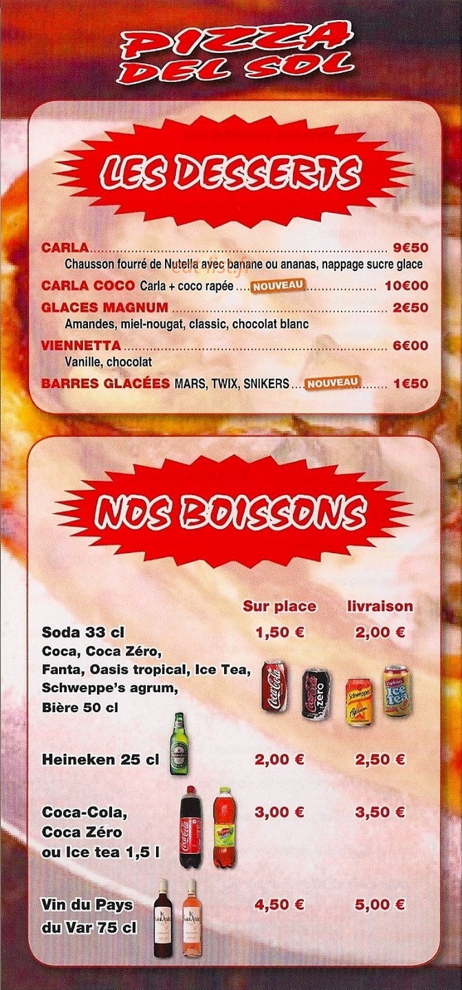 Pizza Del Sol — carte page 6