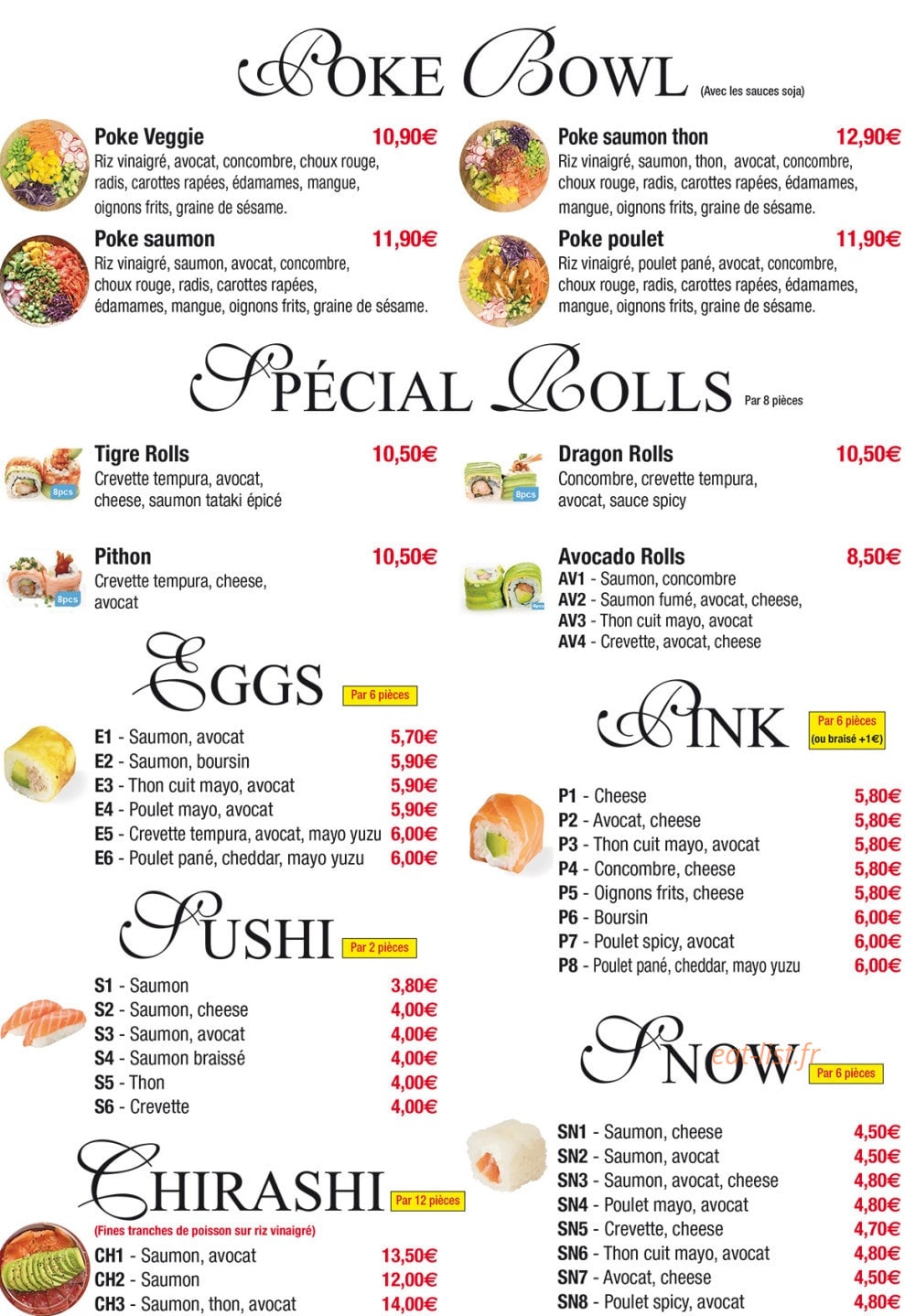 Sushi D&E — carte page 3