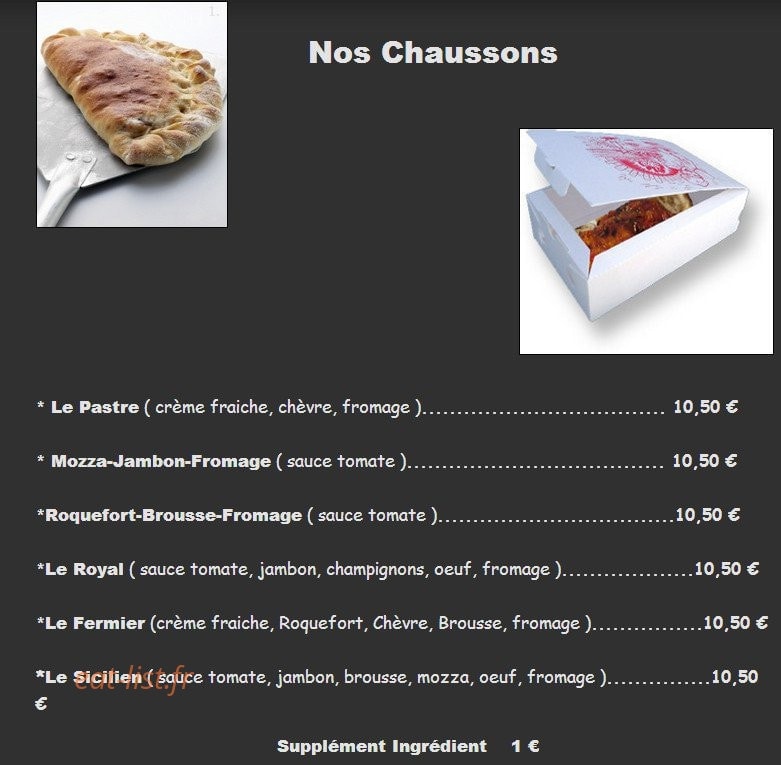 Univers Pizza — carte page 3