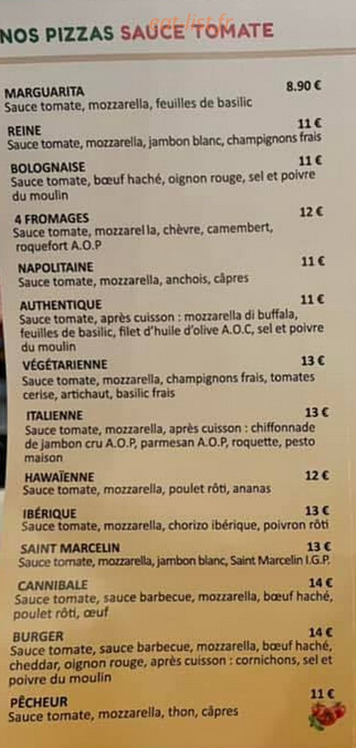 Happy Pizz — carte page 1