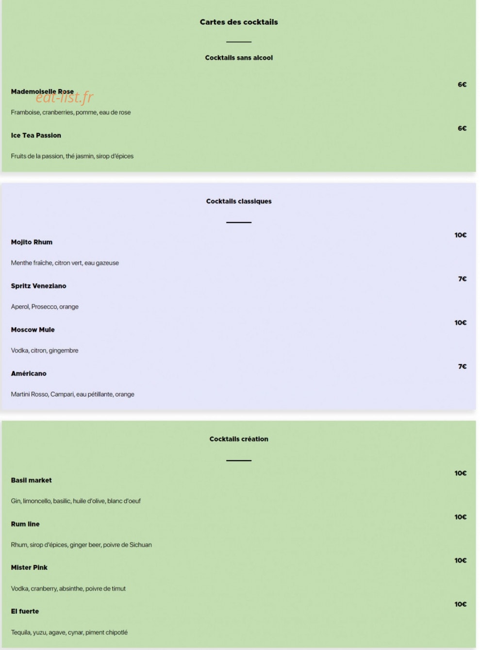 Le Grillon — carte page 1