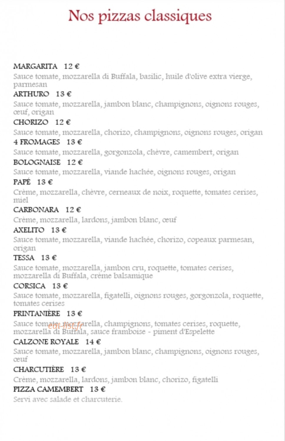 Mama Pizza — carte page 5