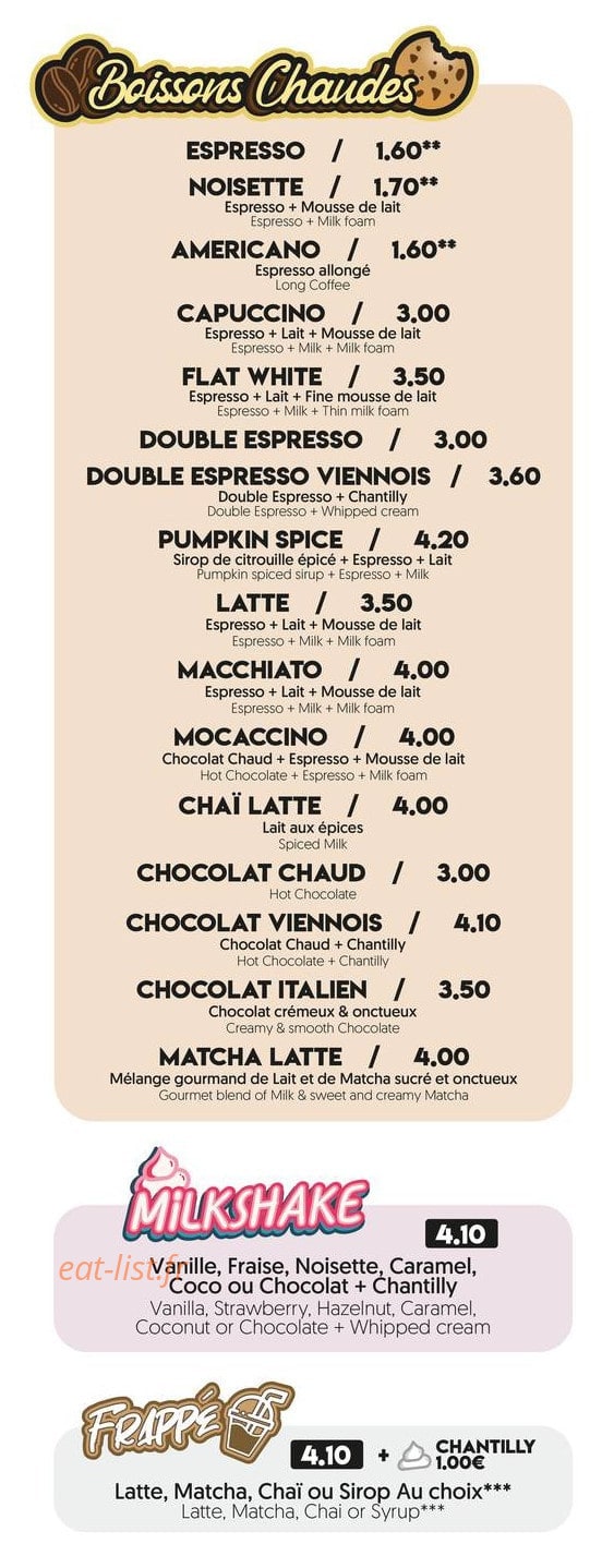 Sweet Break Coffee Shop — carte page 3