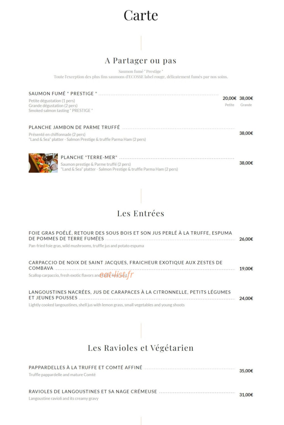 La Pergolade — carte page 1