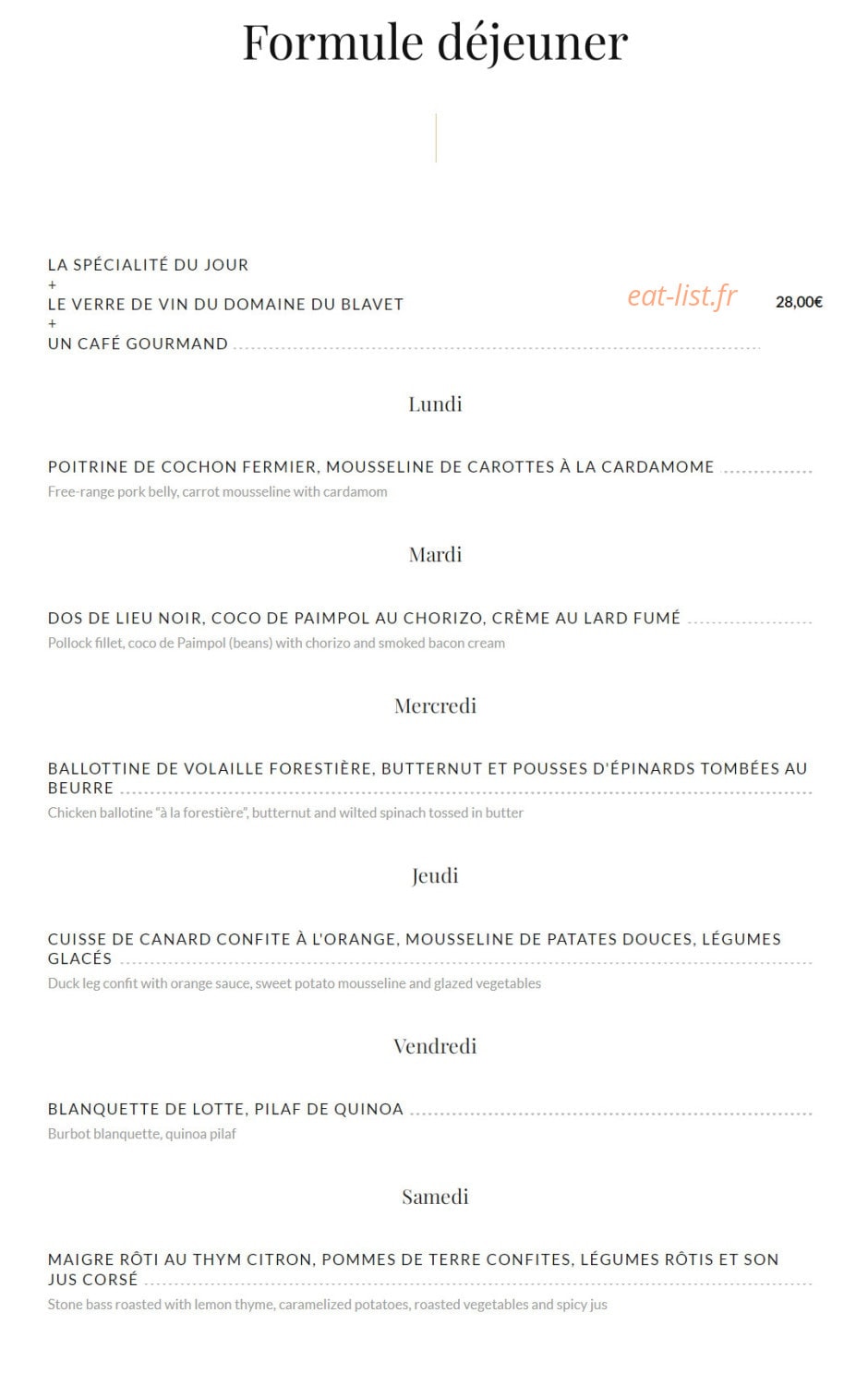 La Pergolade — carte page 3