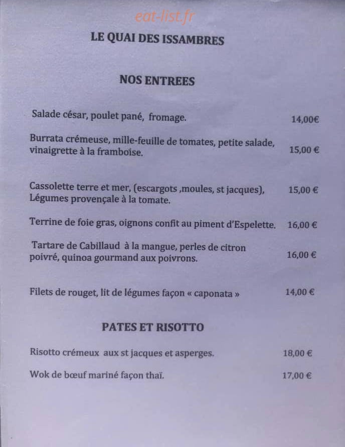 Le Quai — carte page 1