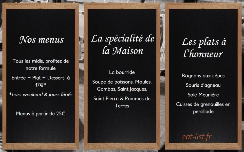 Restaurant Du Lac — carte page 1
