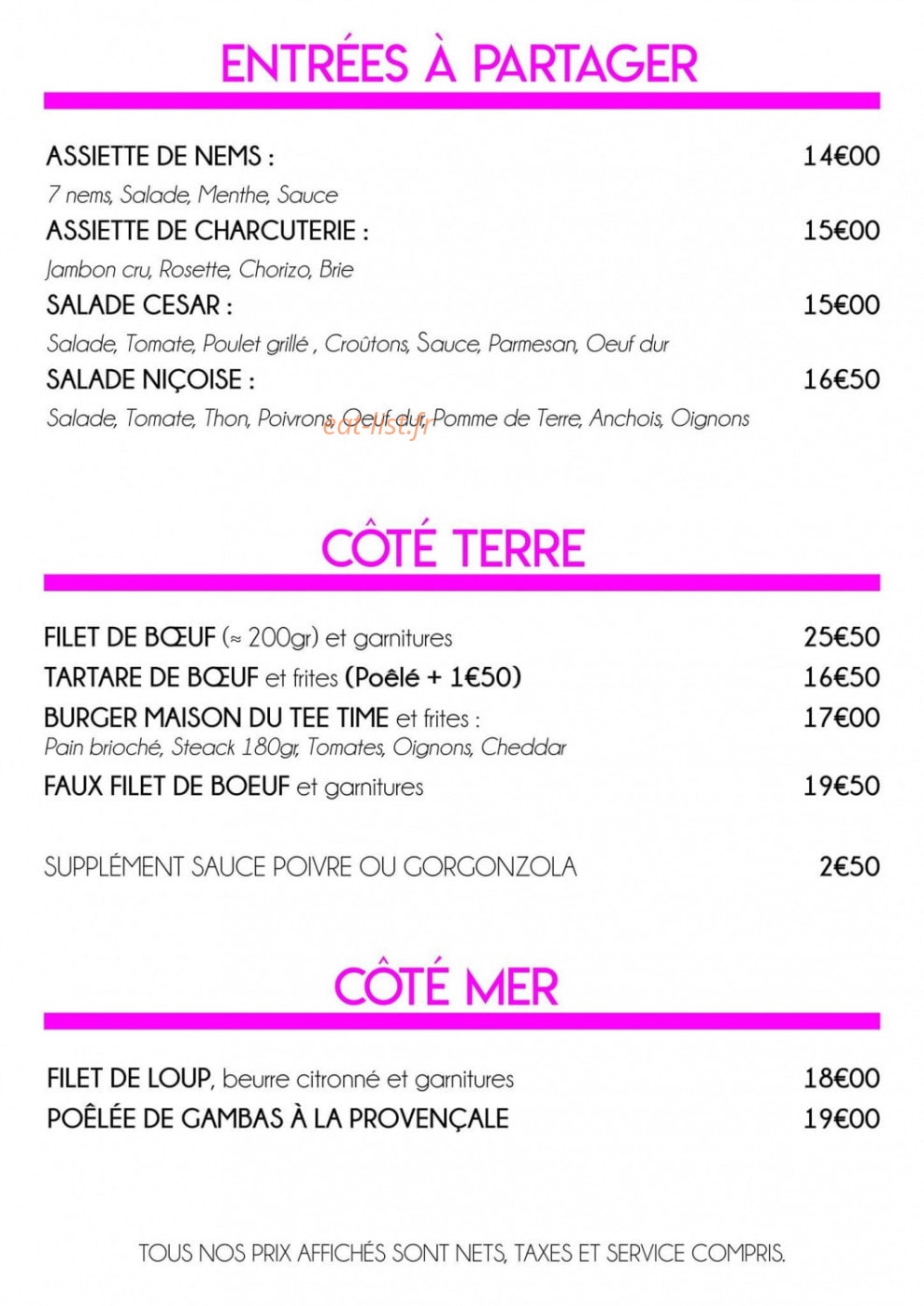 Tee Time — carte page 2