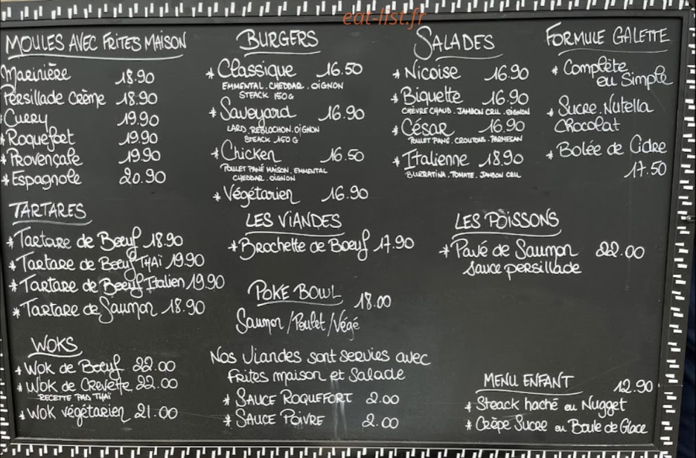Charlie's Bistro — carte page 1