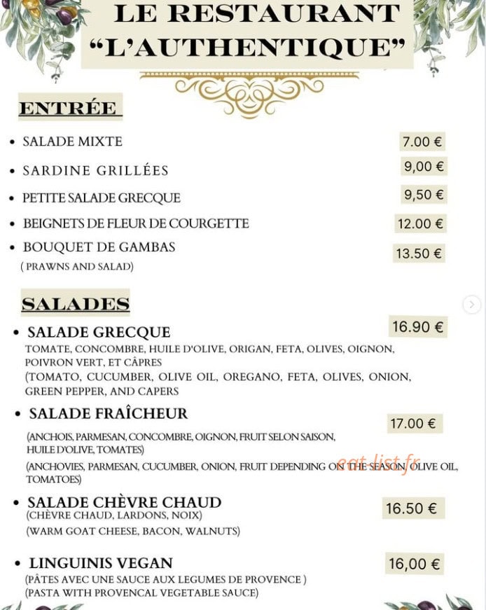 L'authentique — carte page 1