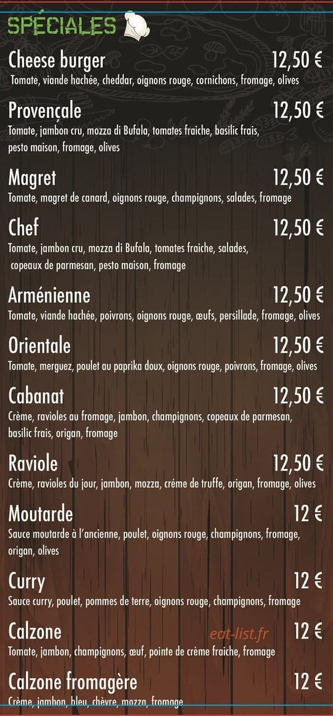 Cabanat Pizza — carte page 3