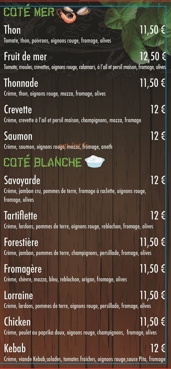 Cabanat Pizza — carte page 4
