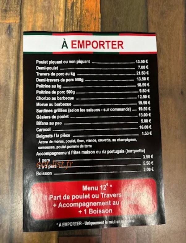 Churrasqueira Restauration Rapide — carte page 1