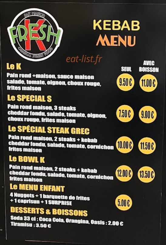 Fresh K — carte page 2