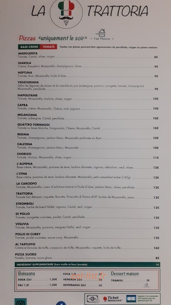 La Trattoria — carte page 2