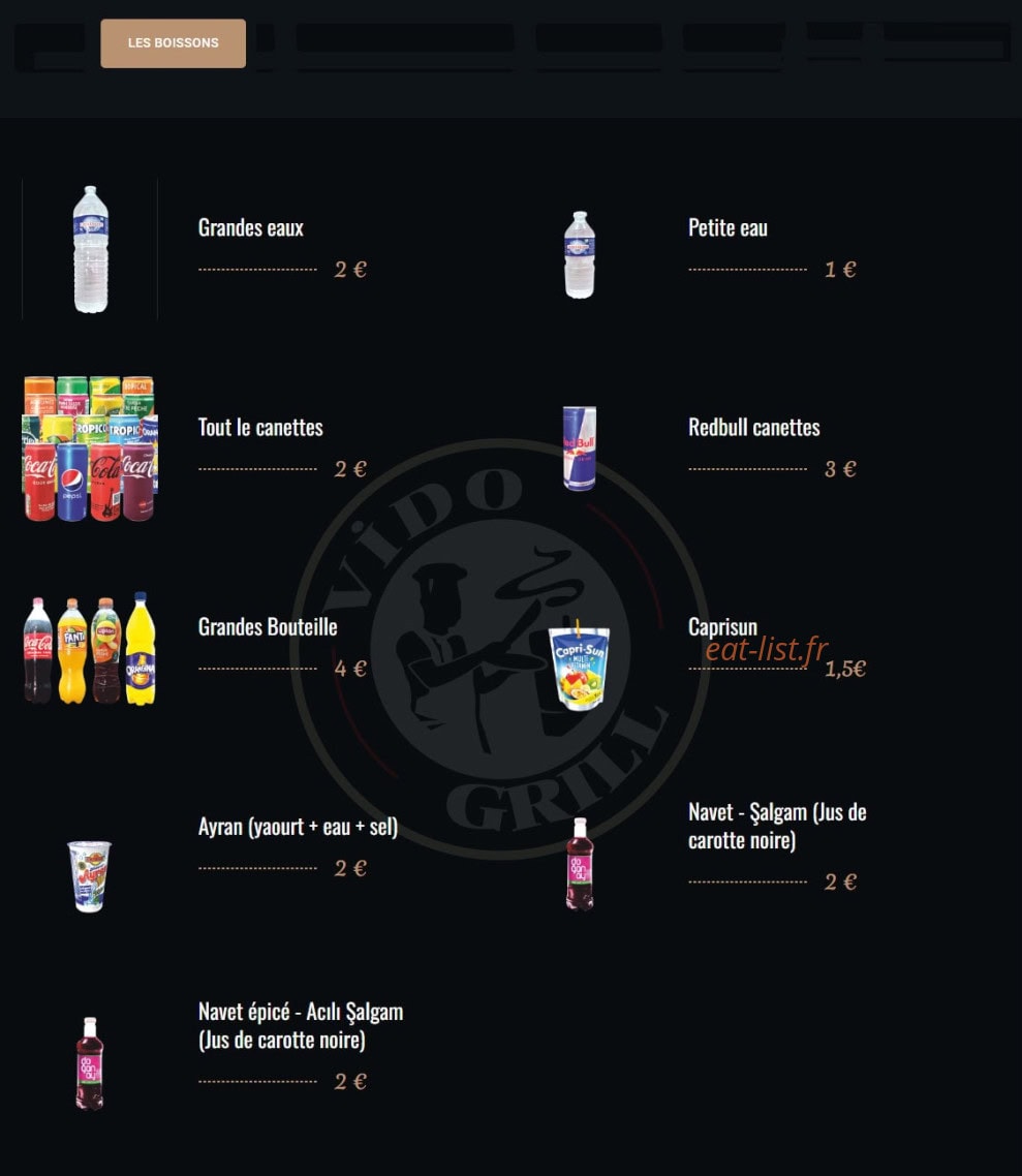 Vido Grill — carte page 6