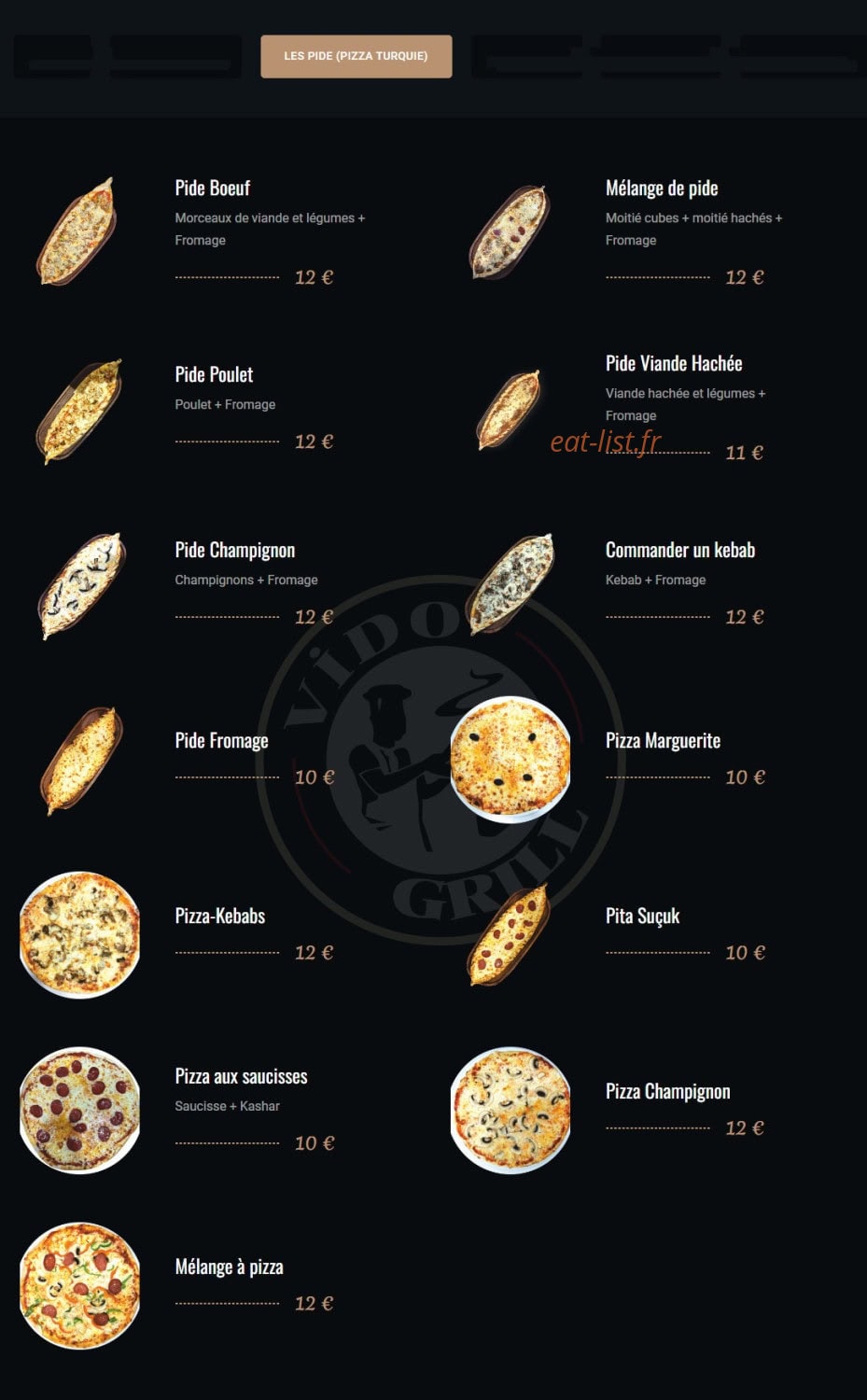 Vido Grill — carte page 3