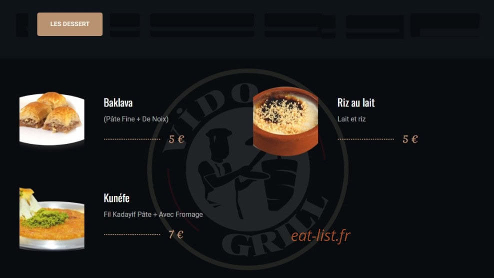 Vido Grill — carte page 5