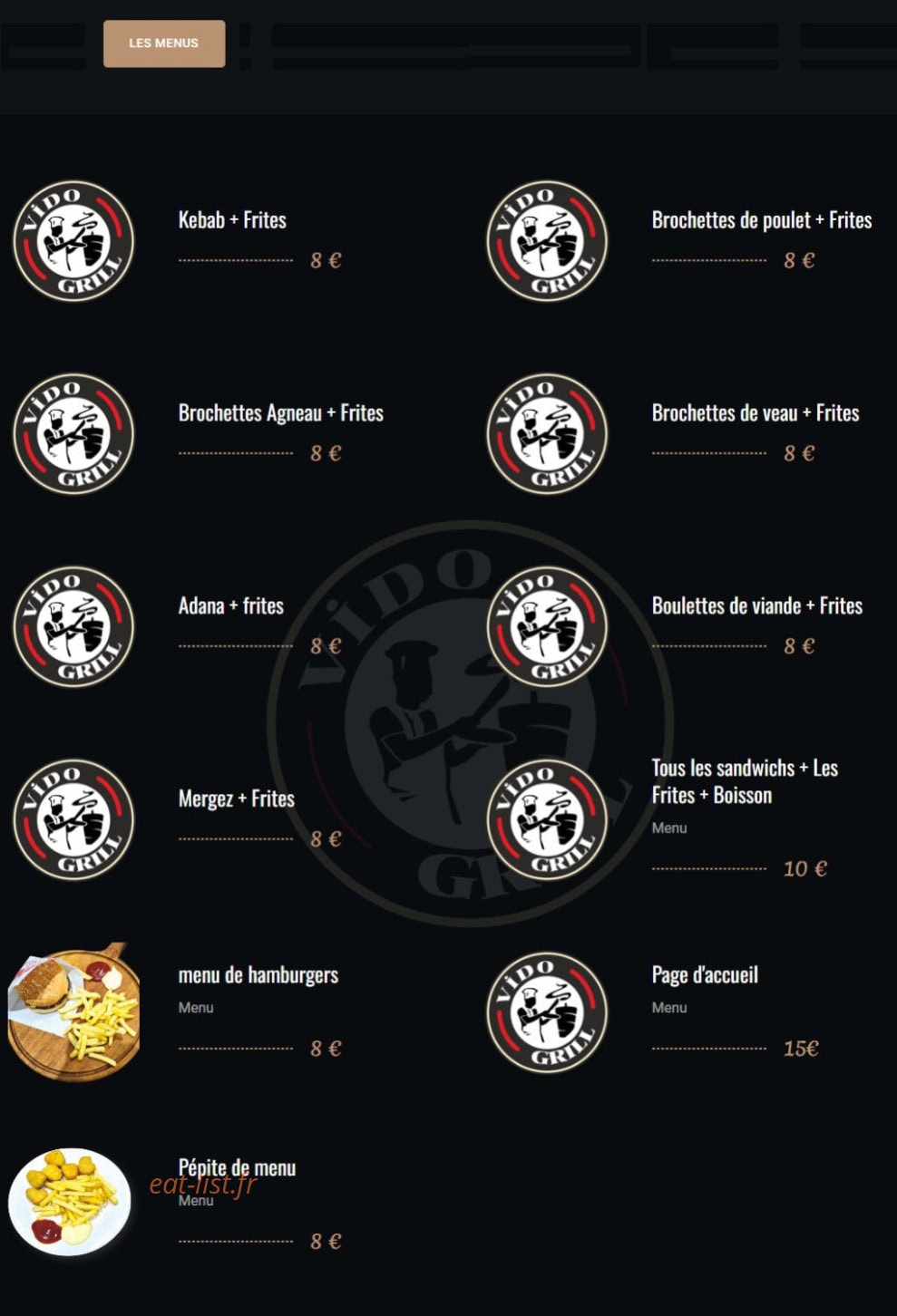 Vido Grill — carte page 4