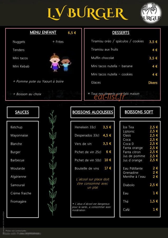 LV Burger — carte page 5