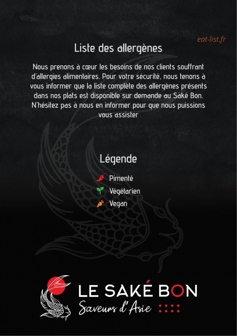 Le Saké Bon — carte page 13