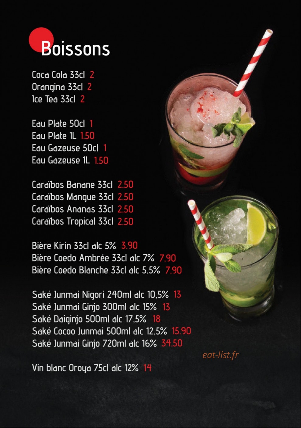 Le Saké Bon — carte page 12
