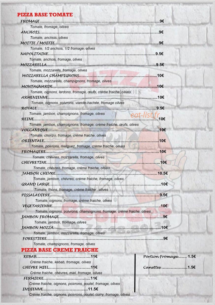 Pizza chez Georges — carte page 1