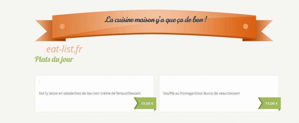 Carte et menu de L’Auberge de la Table ronde à Vinon sur Verdon — Plats du jour