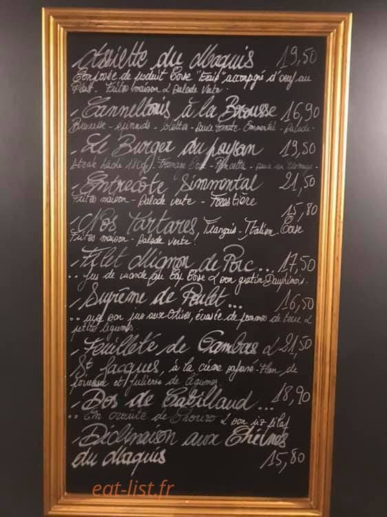 Le Bistrot du Cours — carte page 1