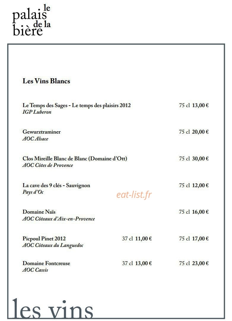 Le Palais de la Bière — carte page 9