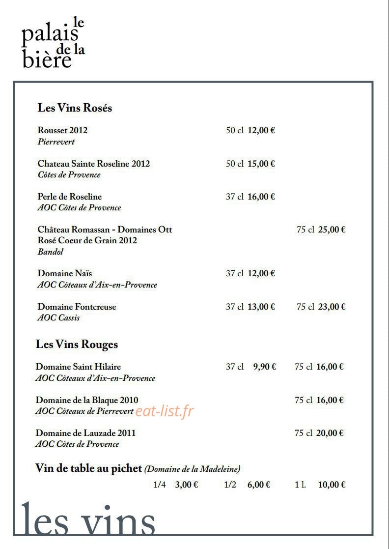 Le Palais de la Bière — carte page 8