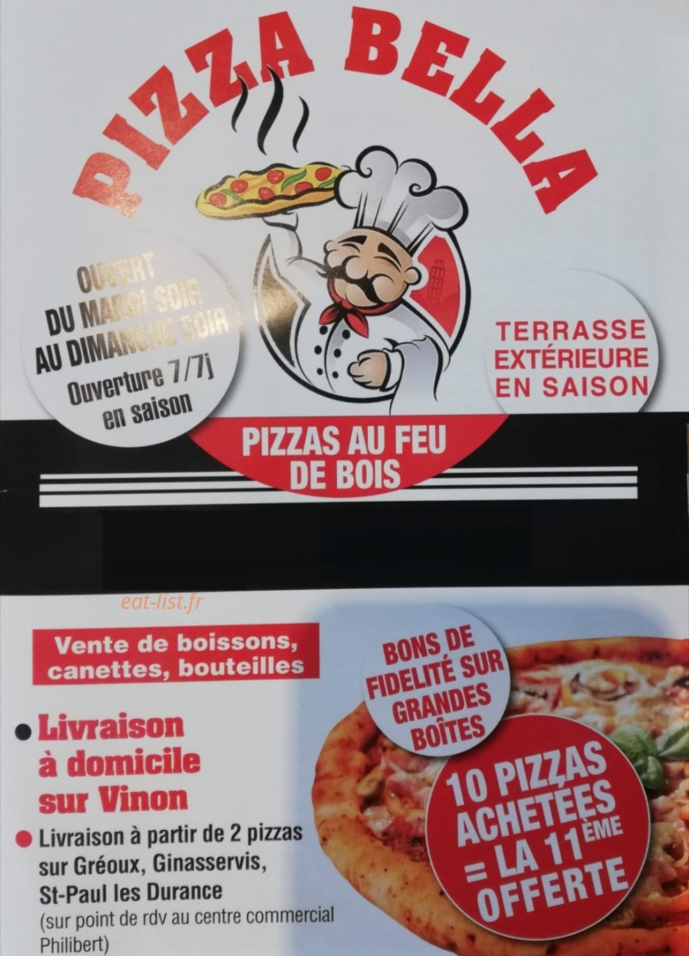 Pizza Bella — carte page 1