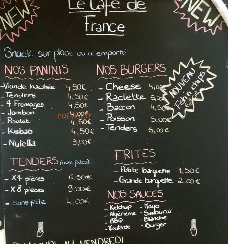 Café de France — carte page 1