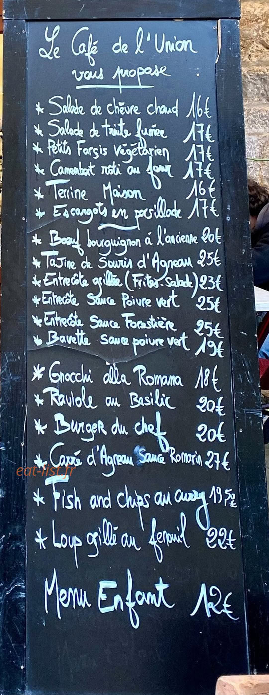 Café De L’Union — carte page 1