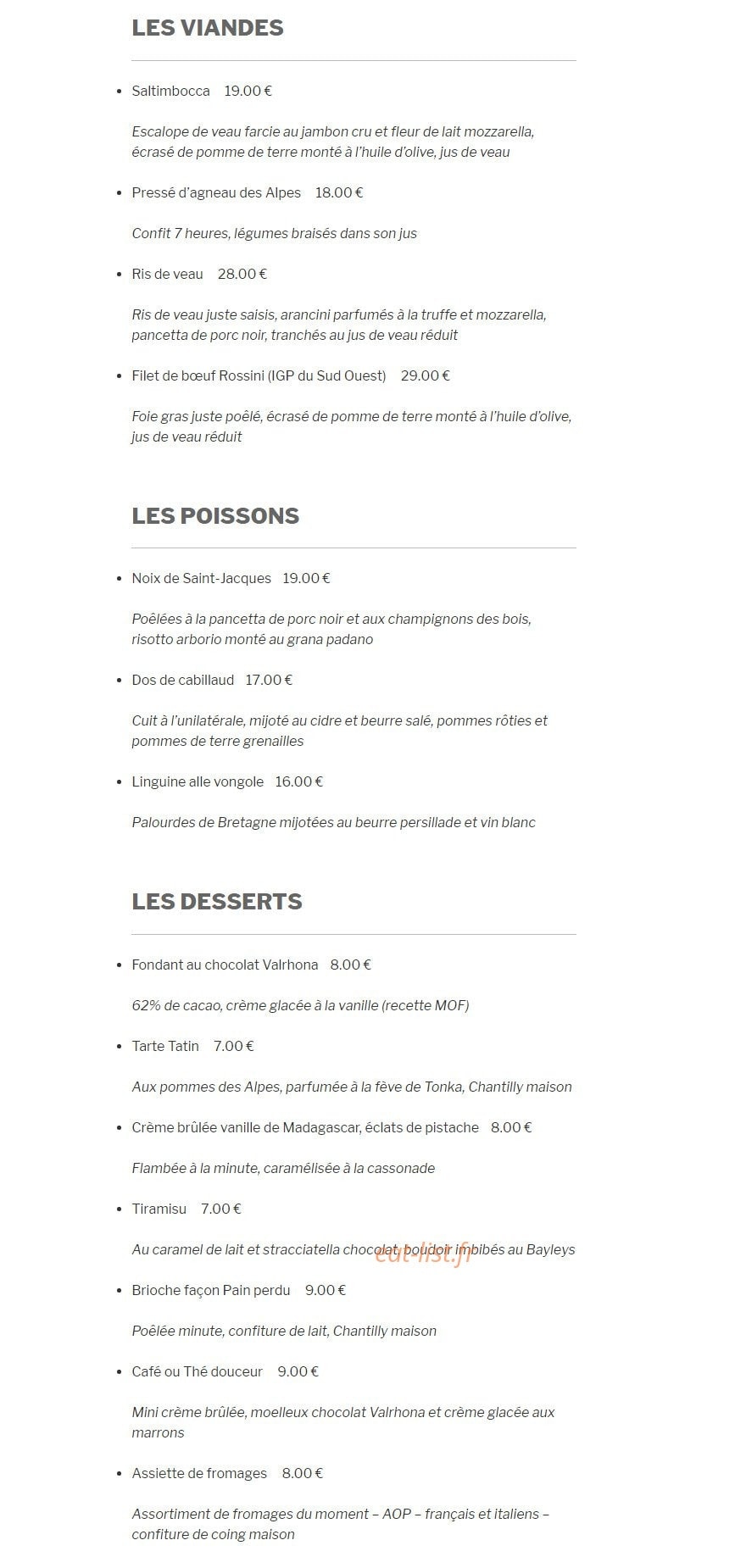 Le Clos des Vignes — carte page 2