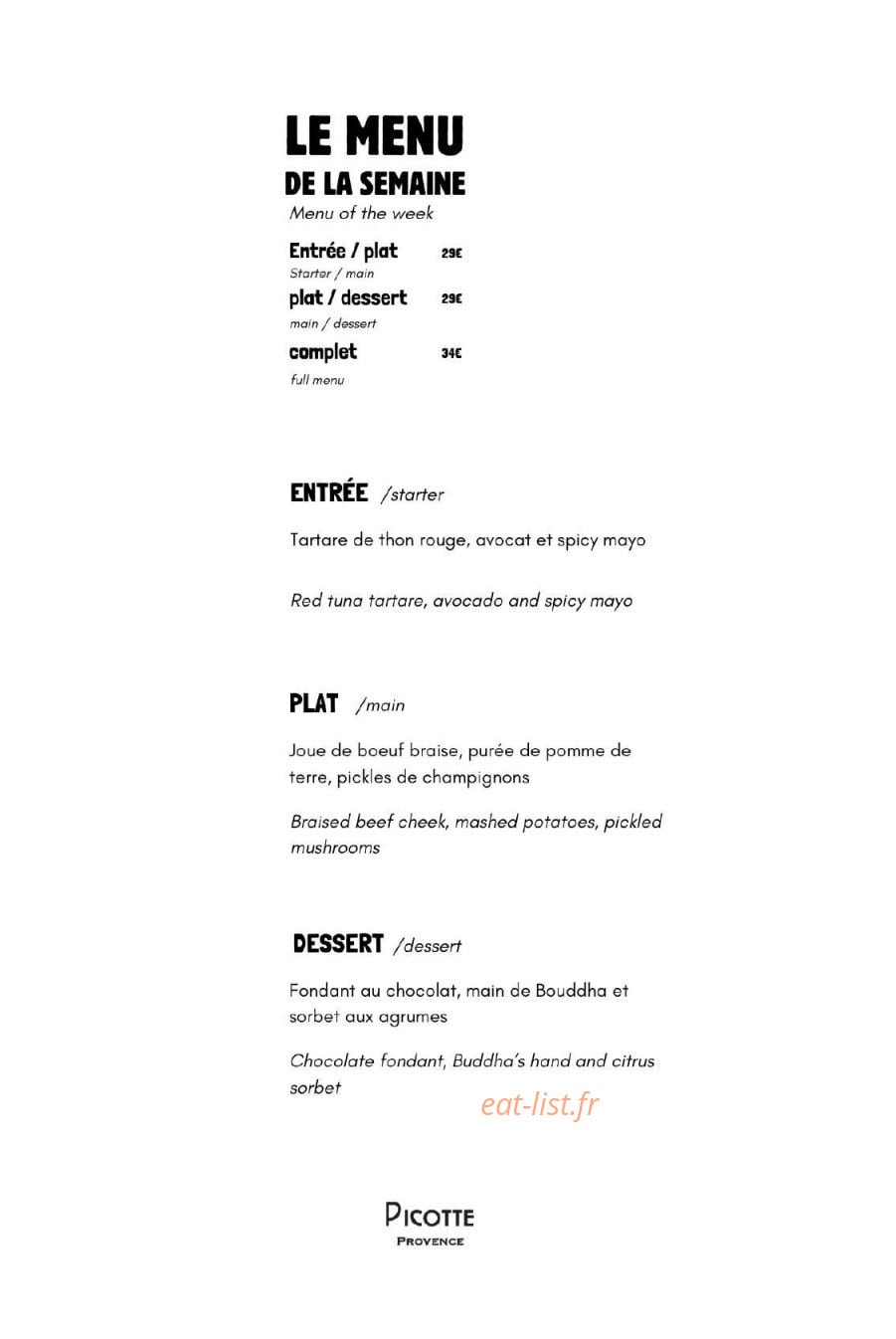 Picotte Provence — carte page 1