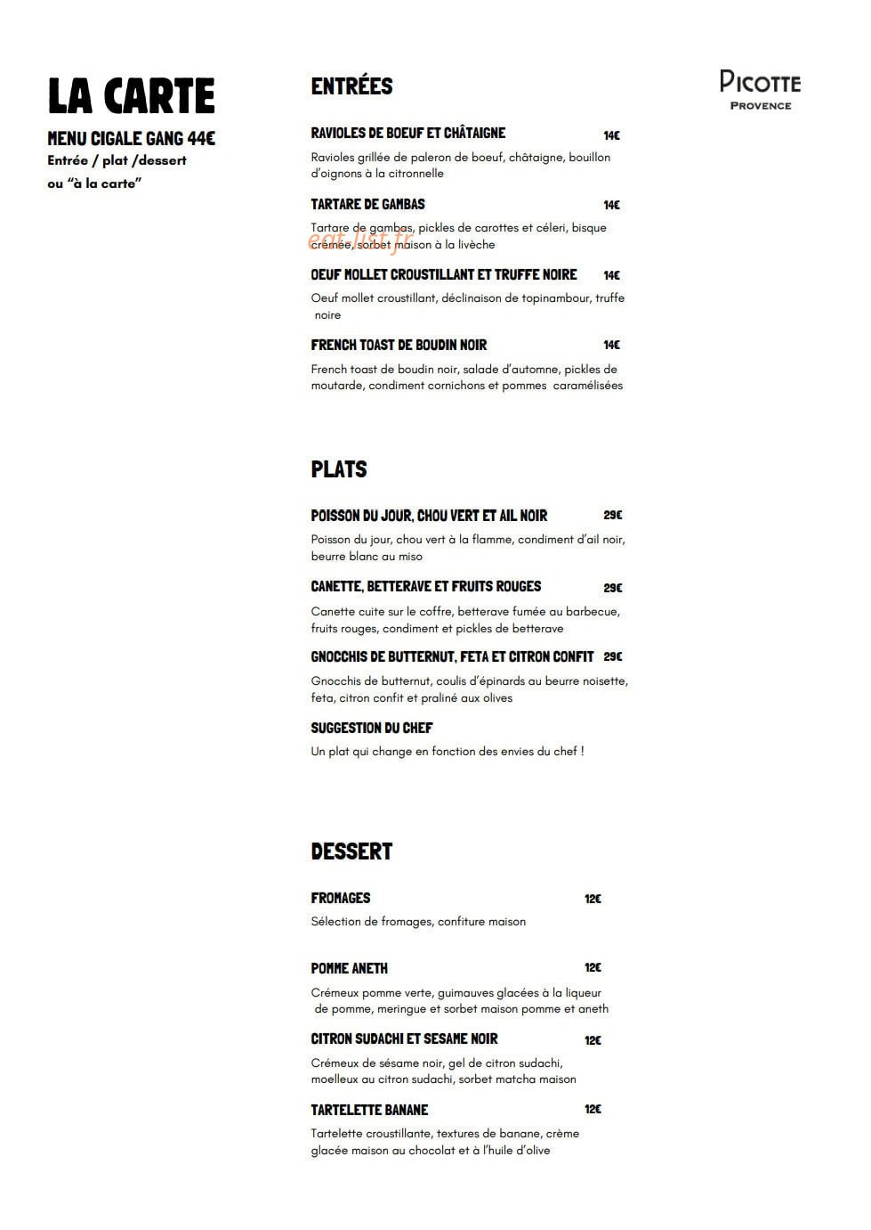 Picotte Provence — carte page 2